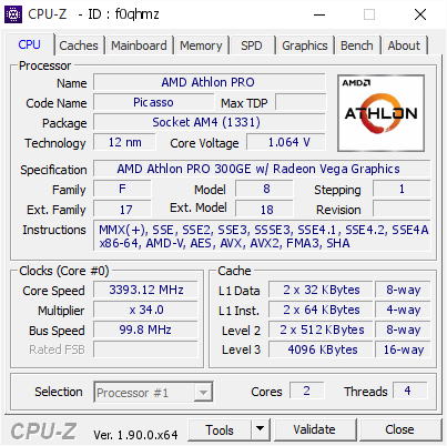 screenshot of CPU-Z validation for Dump [f0qhmz] - Submitted by  Anonymous  - 2019-10-18 15:33:03