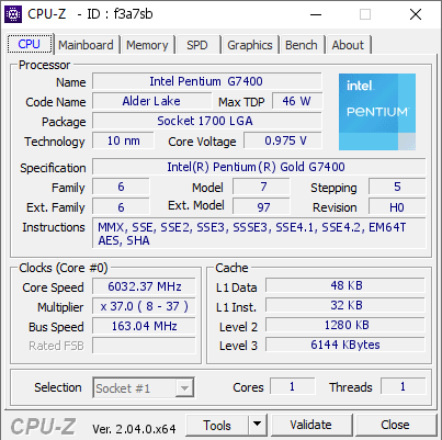 screenshot of CPU-Z validation for Dump [f3a7sb] - Submitted by  zombie568  - 2023-07-09 01:28:48