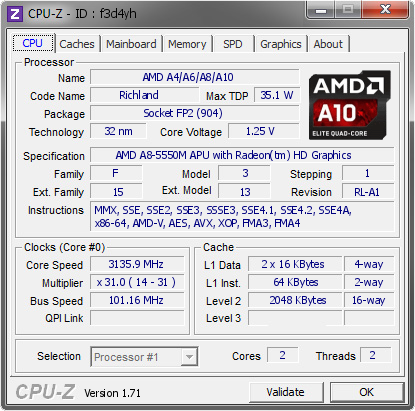 screenshot of CPU-Z validation for Dump [f3d4yh] - Submitted by  Abhyudit Mohla  - 2015-03-12 11:03:58