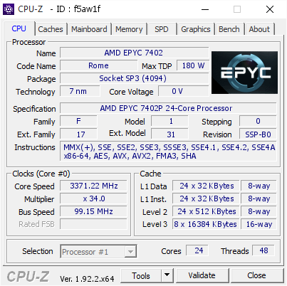 screenshot of CPU-Z validation for Dump [f5aw1f] - Submitted by  Anonymous  - 2020-07-04 18:45:07