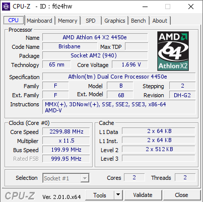 screenshot of CPU-Z validation for Dump [f6z4hw] - Submitted by  GARAGE  - 2022-07-04 10:54:44