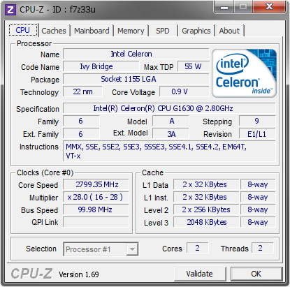 screenshot of CPU-Z validation for Dump [f7z33u] - Submitted by  PC-20140428XTKZ  - 2014-06-05 11:06:11