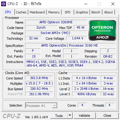 screenshot of CPU-Z validation for Dump [f87v5x] - Submitted by  Anonymous  - 2018-01-06 11:43:44