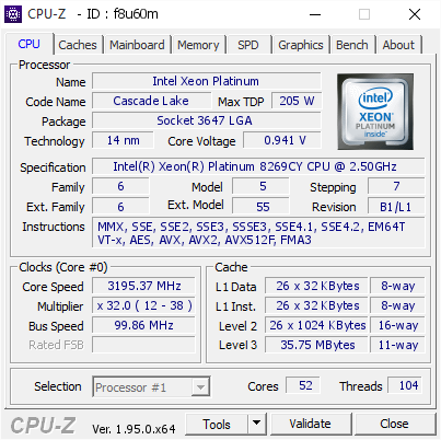 screenshot of CPU-Z validation for Dump [f8u60m] - Submitted by  Anonymous  - 2021-02-01 14:02:59