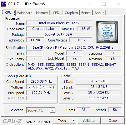 screenshot of CPU-Z validation for Dump [f8zgm6] - Submitted by  Anonymous  - 2025-01-07 13:09:49