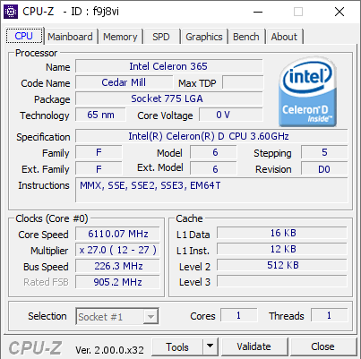 screenshot of CPU-Z validation for Dump [f9j8vi] - Submitted by  mrmouse  - 2022-06-11 19:08:26