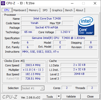 screenshot of CPU-Z validation for Dump [fc1txe] - Submitted by  IdeaFix  - 2023-10-04 17:41:08