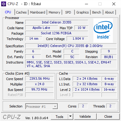 screenshot of CPU-Z validation for Dump [fcbaui] - Submitted by  DESKTOP-EABU0LL  - 2017-07-25 22:07:45