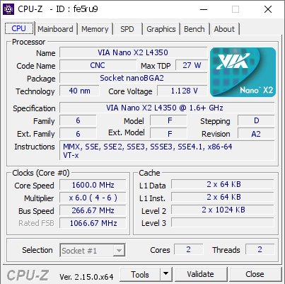 screenshot of CPU-Z validation for Dump [fe5ru9] - Submitted by  Anonymous  - 2025-04-13 10:59:20