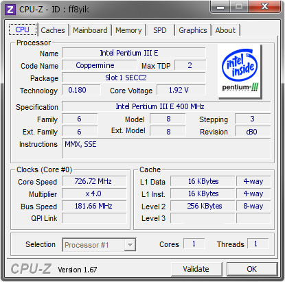 screenshot of CPU-Z validation for Dump [ff8yik] - Submitted by  gigioracing  - 2014-01-17 23:01:18