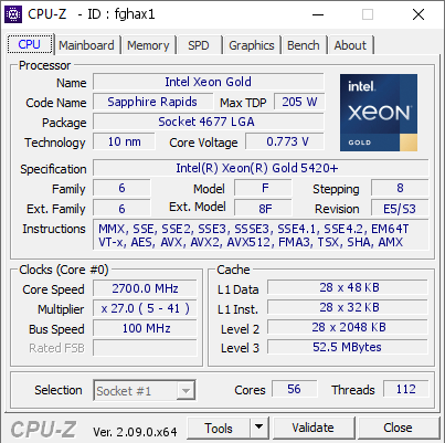 screenshot of CPU-Z validation for Dump [fghax1] - Submitted by  Anonymous  - 2024-05-30 11:01:11