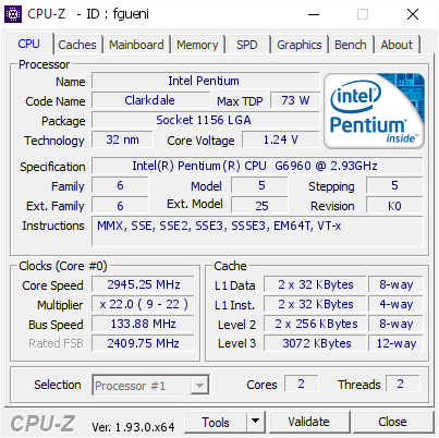 screenshot of CPU-Z validation for Dump [fgueni] - Submitted by  DESKTOP-A8AL64P  - 2020-09-16 21:26:36