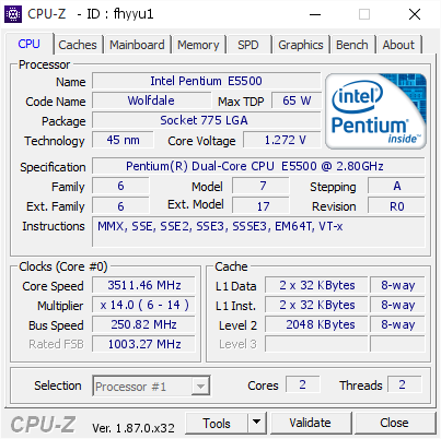 screenshot of CPU-Z validation for Dump [fhyyu1] - Submitted by  ZEROS_SEPAY  - 2019-01-08 20:12:41