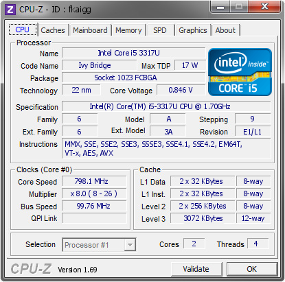 screenshot of CPU-Z validation for Dump [fkaigg] - Submitted by  KHACHOUK-PC  - 2014-05-06 14:05:52