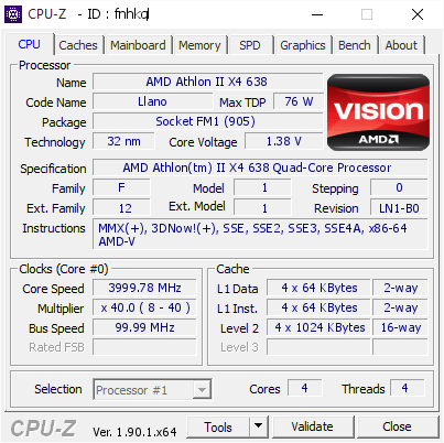 screenshot of CPU-Z validation for Dump [fnhkql] - Submitted by  WIN-H8PP64MH1T2  - 2019-11-10 07:45:21