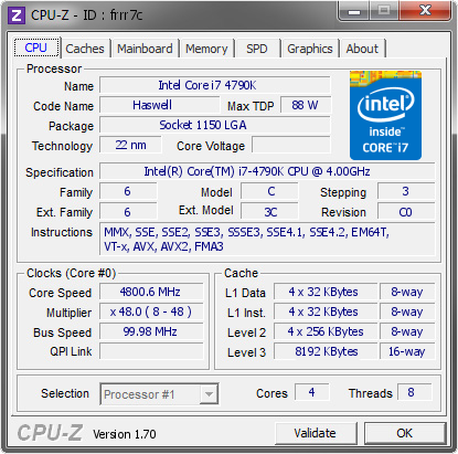screenshot of CPU-Z validation for Dump [frrr7c] - Submitted by  JEDSON  - 2015-03-01 18:03:34