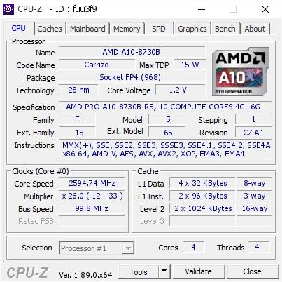 screenshot of CPU-Z validation for Dump [fuu3f9] - Submitted by  DESKTOP-3S1ISHT  - 2019-08-14 13:56:07