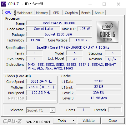 screenshot of CPU-Z validation for Dump [fwte8f] - Submitted by  whaTdafuQ  - 2022-07-11 01:33:22