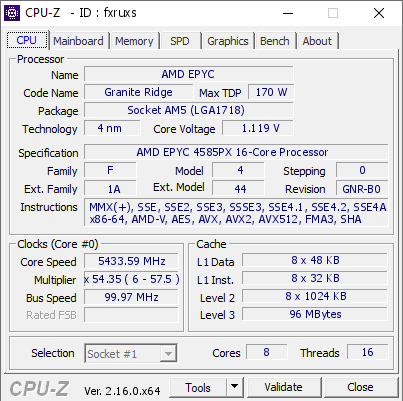 screenshot of CPU-Z validation for Dump [fxruxs] - Submitted by  Anonymous  - 2025-07-31 23:10:35