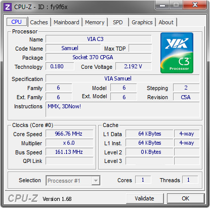 screenshot of CPU-Z validation for Dump [fy9f6x] - Submitted by  gigioracing  - 2014-07-19 00:07:12