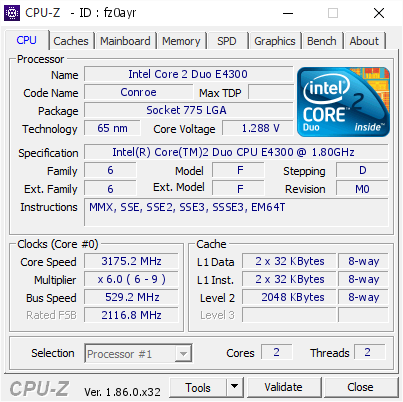 screenshot of CPU-Z validation for Dump [fz0ayr] - Submitted by  TaPaKaH  - 2018-12-15 18:40:40