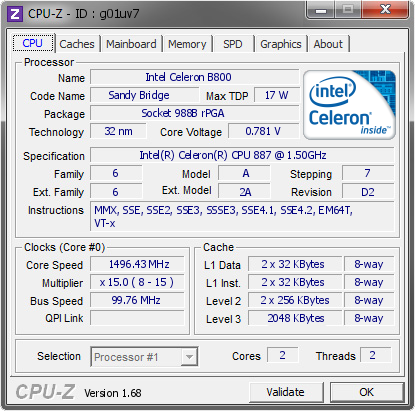screenshot of CPU-Z validation for Dump [g01uv7] - Submitted by  tasospaok123  - 2014-03-05 14:03:18