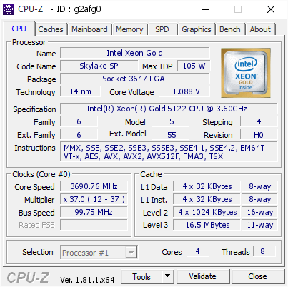 Ordinateur TERRA WORKSTATION 8600 MULTI-GPU Intel Xeon Gold 5122 4x 3.6 GHz 64Go  DDR4 240Go
