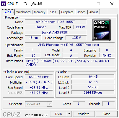 screenshot of CPU-Z validation for Dump [g3vak8] - Submitted by  ale belo  - 2024-03-01 22:33:13