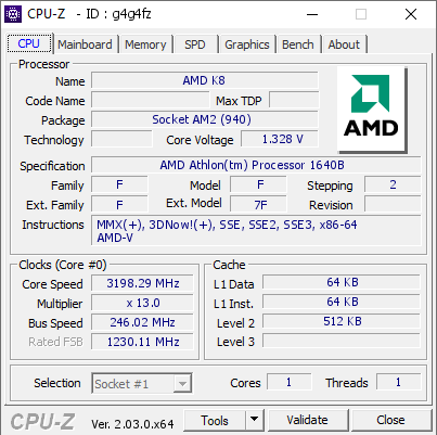 screenshot of CPU-Z validation for Dump [g4g4fz] - Submitted by  Speedy22  - 2022-12-19 00:54:52