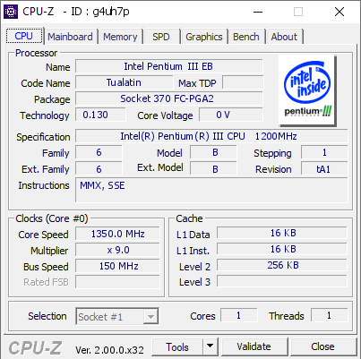 screenshot of CPU-Z validation for Dump [g4uh7p] - Submitted by  IdeaFix  - 2022-04-07 16:27:17