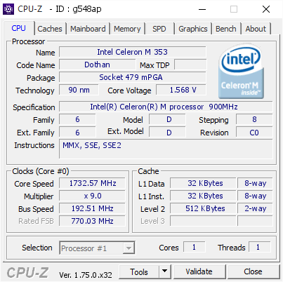 screenshot of CPU-Z validation for Dump [g548ap] - Submitted by  RomanLV  - 2016-03-16 23:24:25