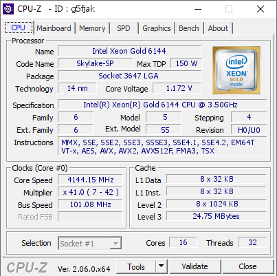 screenshot of CPU-Z validation for Dump [g5fjak] - Submitted by  Anonymous  - 2023-09-05 10:54:35