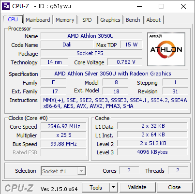 screenshot of CPU-Z validation for Dump [g61ywu] - Submitted by  DESKTOP-O51SEBQ  - 2025-07-01 08:12:44