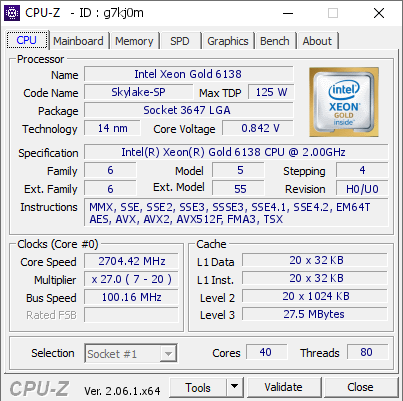 screenshot of CPU-Z validation for Dump [g7kj0m] - Submitted by  Anonymous  - 2023-09-03 07:24:15