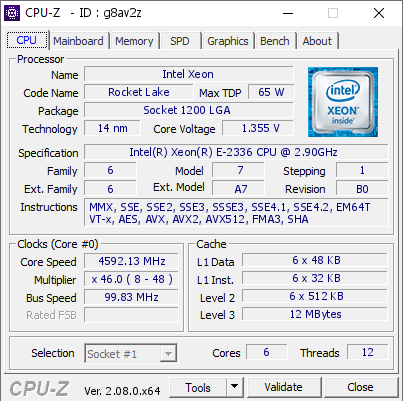 screenshot of CPU-Z validation for Dump [g8av2z] - Submitted by  GTm  - 2024-01-31 21:52:08