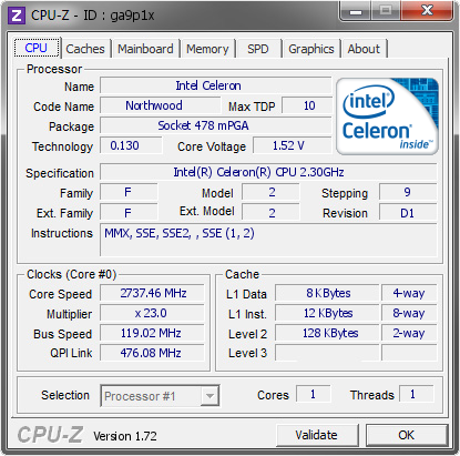 screenshot of CPU-Z validation for Dump [ga9p1x] - Submitted by  NIGHTXPL  - 2015-08-21 10:40:59