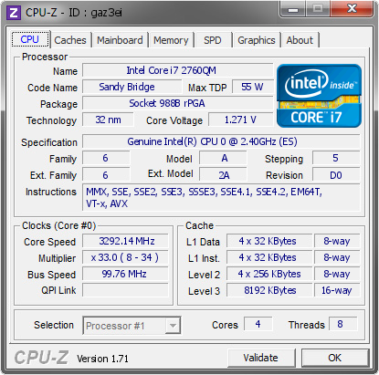 screenshot of CPU-Z validation for Dump [gaz3ei] - Submitted by  Proto Intel - Ubi  - 2015-01-14 11:01:36