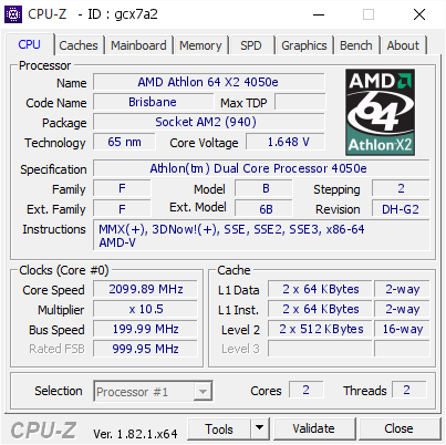 screenshot of CPU-Z validation for Dump [gcx7a2] - Submitted by  Anonymous  - 2018-01-06 21:32:35