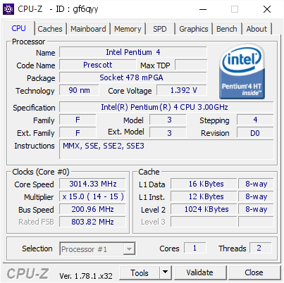 Intel Pentium 4 3014 33 Mhz Cpu Z Validator