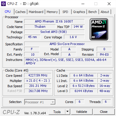 screenshot of CPU-Z validation for Dump [gfcpik] - Submitted by  DESKTOP-LQLLJ7D  - 2017-03-23 01:45:30