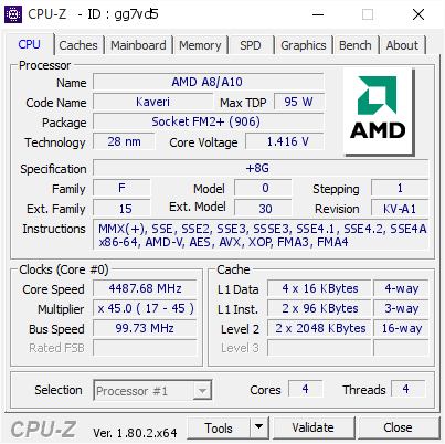 screenshot of CPU-Z validation for Dump [gg7vd5] - Submitted by  Anaboth  - 2017-09-28 03:44:28