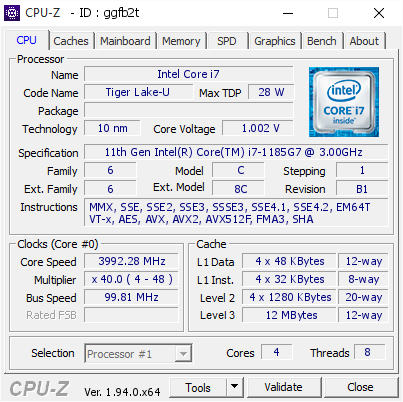 screenshot of CPU-Z validation for Dump [ggfb2t] - Submitted by  DESKTOP-JCFSRV9  - 2020-11-04 21:11:40
