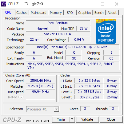 screenshot of CPU-Z validation for Dump [gic7e0] - Submitted by  cf3r  - 2017-06-10 22:31:13