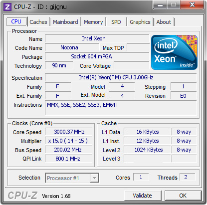 screenshot of CPU-Z validation for Dump [gijgnu] - Submitted by  W6NFKA4IXW317RR  - 2014-06-08 20:06:28