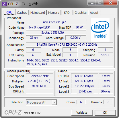 screenshot of CPU-Z validation for Dump [gjx5fh] - Submitted by  Woomack  - 2014-09-19 10:09:45