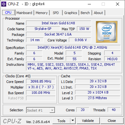 screenshot of CPU-Z validation for Dump [gkp4x4] - Submitted by  WIN-M4KO8QK98PQ  - 2023-04-14 19:03:48