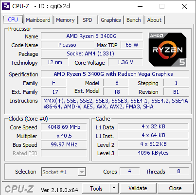 screenshot of CPU-Z validation for Dump [gq0s2d] - Submitted by  Anonymous  - 2026-05-28 21:09:55