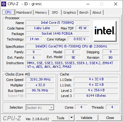 screenshot of CPU-Z validation for Dump [grvrsc] - Submitted by  IX  - 2026-03-03 22:06:20