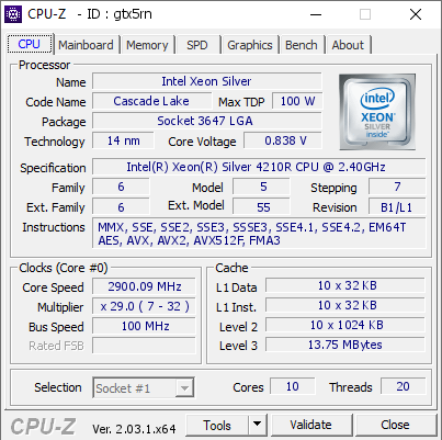 screenshot of CPU-Z validation for Dump [gtx5rn] - Submitted by  WIN-TIDEOPC5SVN  - 2022-12-02 10:23:49