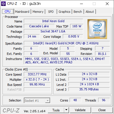 screenshot of CPU-Z validation for Dump [gu2s3n] - Submitted by  Anonymous  - 2023-04-18 08:52:54